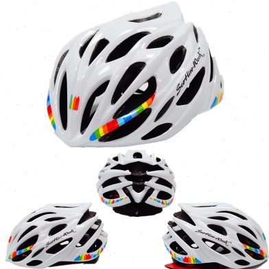 A new child ski helmet, a professional roller-college safety helmet, and a young child roller-on helmet