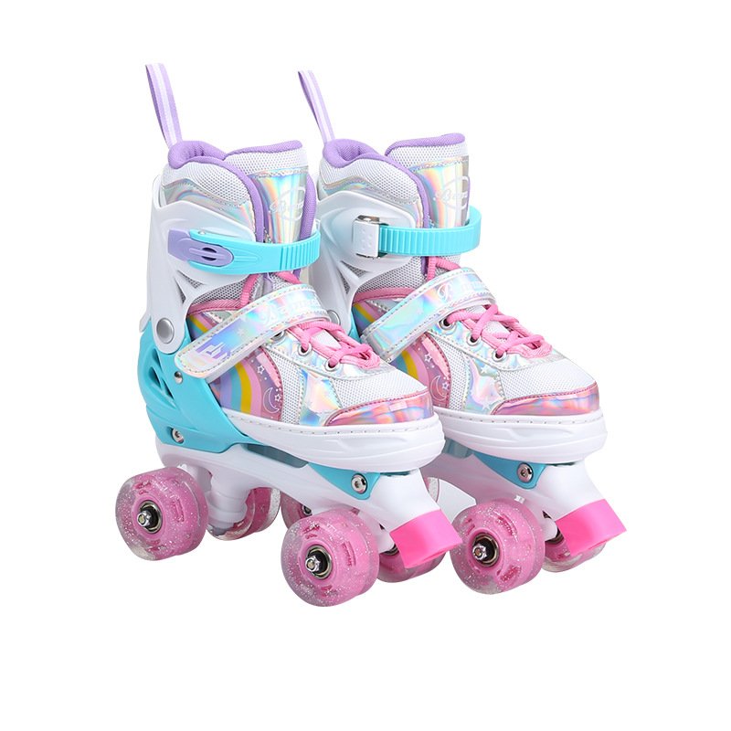 Girls of Decanon skater children aged 2-5-8-10 years, four-wheel flashers and two-wheeled ice skates