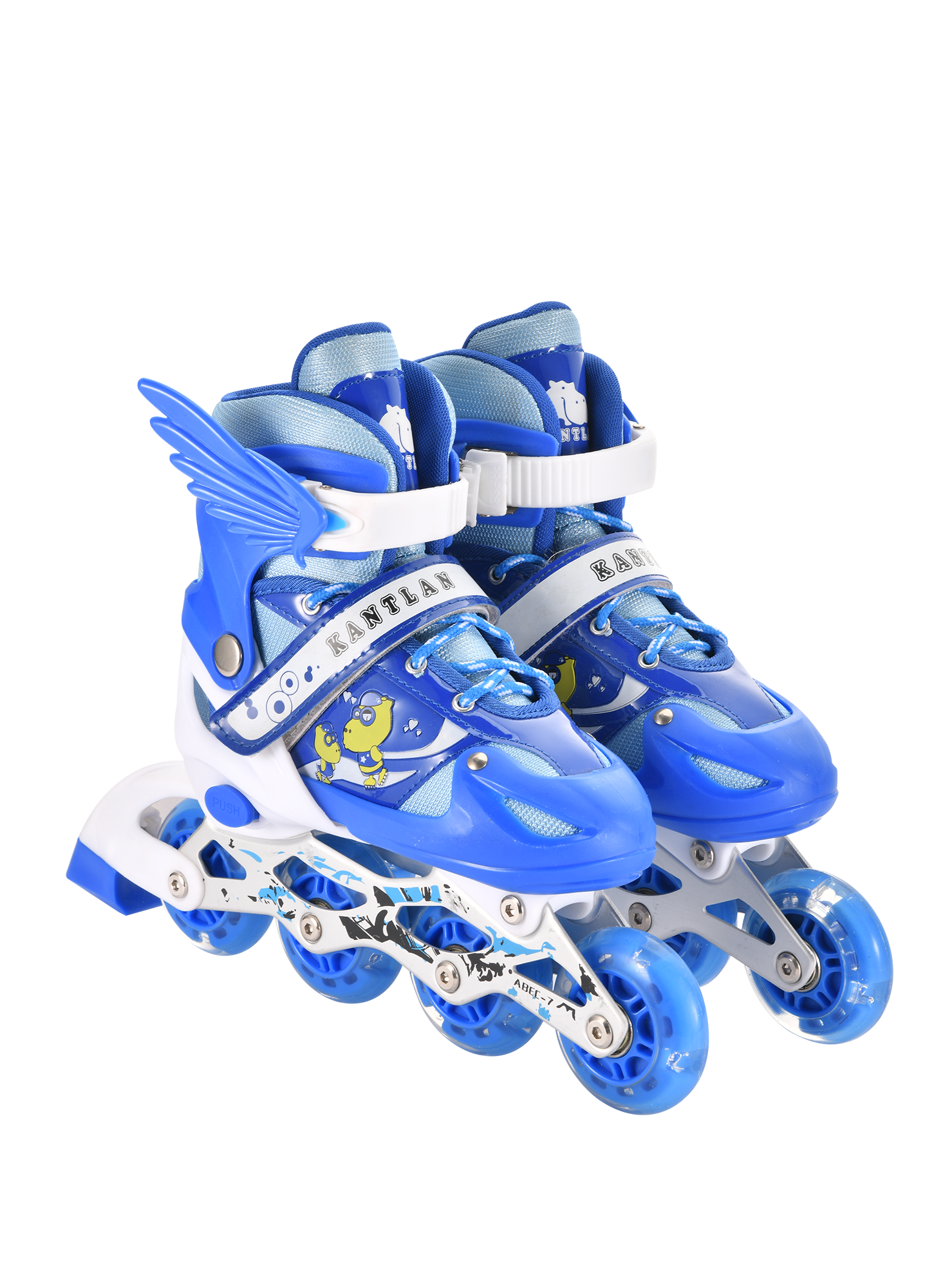 3- to 5- to 8- to 10-year-old boys and girls skater children with full pairs of two-wheeled skates