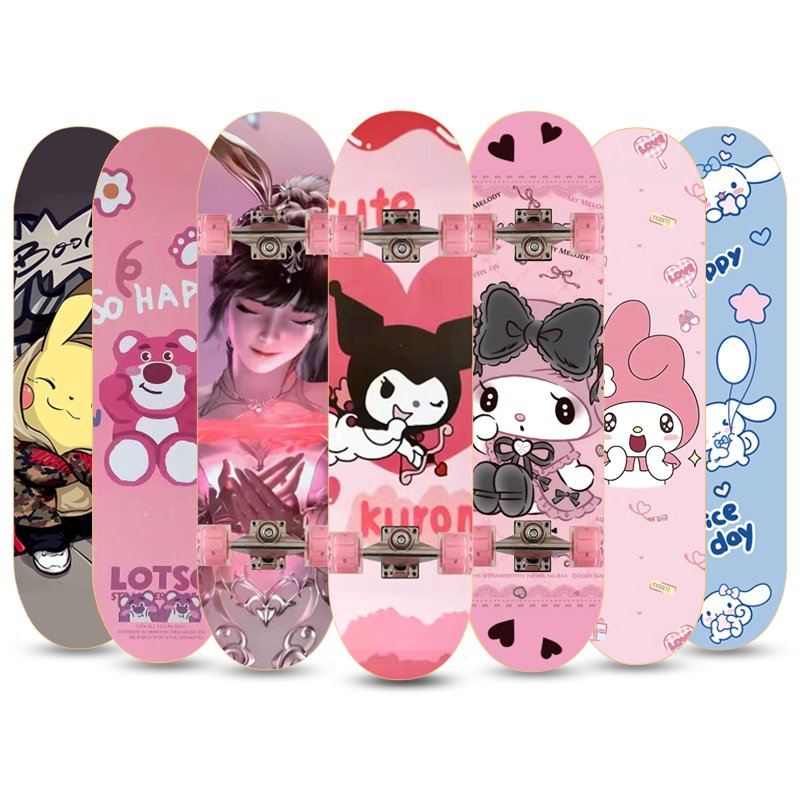 Children's skateboarding girls' skateboards 6-12 years old, 3-8 years old girls double-crossing 10-year-old Kromi