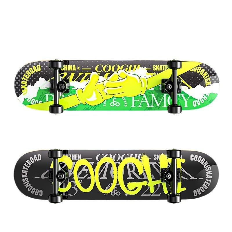 CHILDREN'S FOUR-WHEEL SKATEBOARDS, MALE AND FEMALE BEGINNERS' SHORTS, SIX TO 12-YEAR-OLDS, DOUBLE-DIP SKATEBOARD C2C1C3
