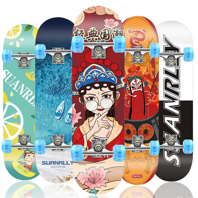 PU FLASHBOARD PROFESSIONAL, MALE AND FEMALE, AND ADULT AND CHILD BEGINNER FOUR-WHEELBOARD DOUBLE SKATEBOARD
