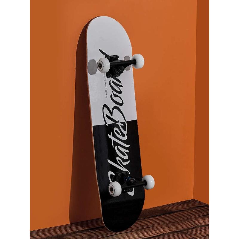 The four-wheel-dipboarded, two-wheeled-boarded, adult girl skater