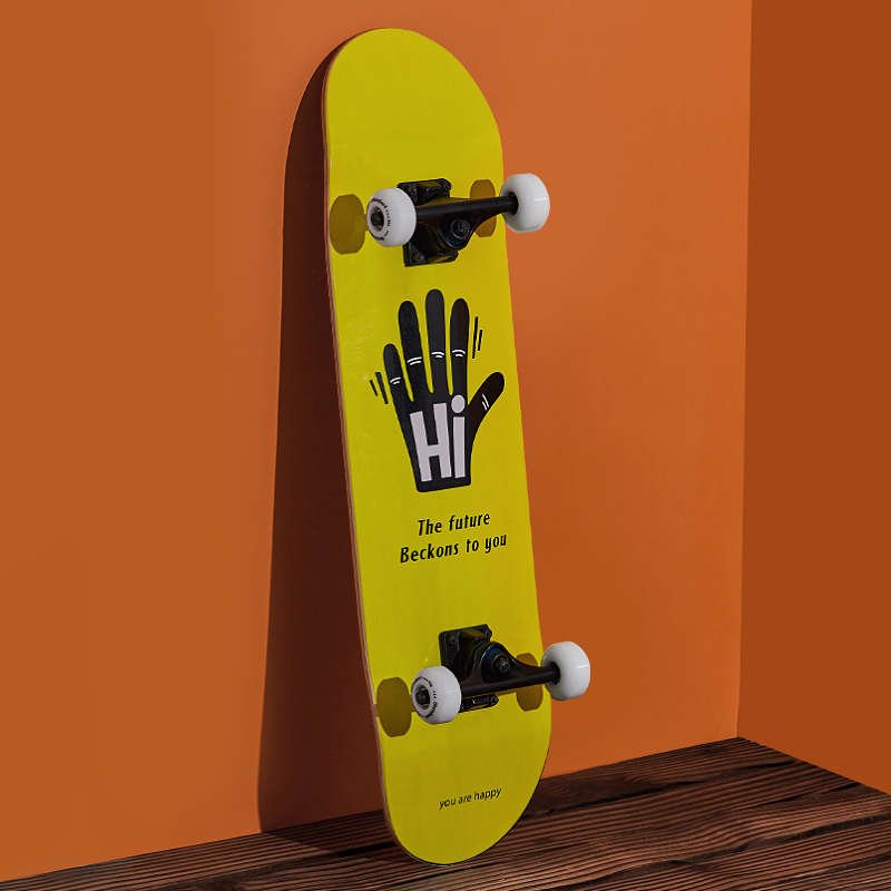 The four-wheel-dipboarded, two-wheeled-boarded, adult girl skater
