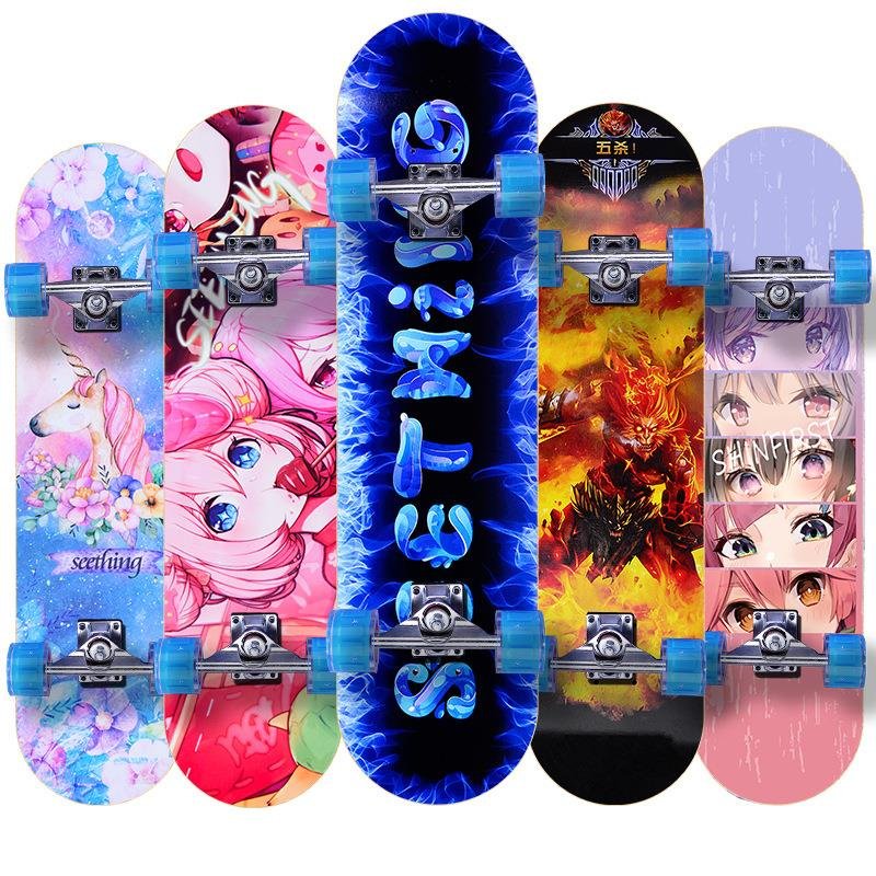 Four-wheel skateboards for children aged 3-6 and over 12 professional beginners and girls luminous double-board skateboards