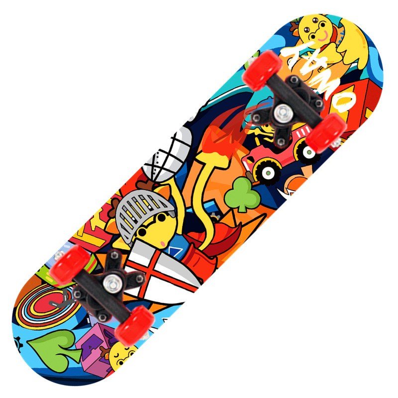 children's skateboard 60cm and beginner's 6-12-year-old, two-sided, two-sided, two-sided maple
