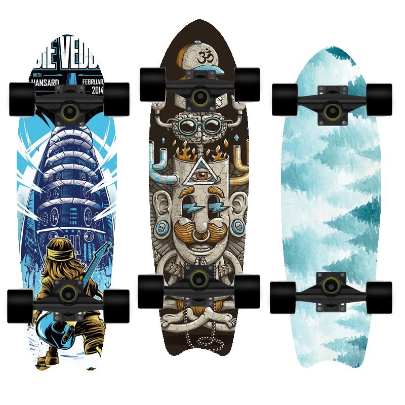 Fishboards swiped out the street, mammoth pedals, boys and girls first learned land surfboards