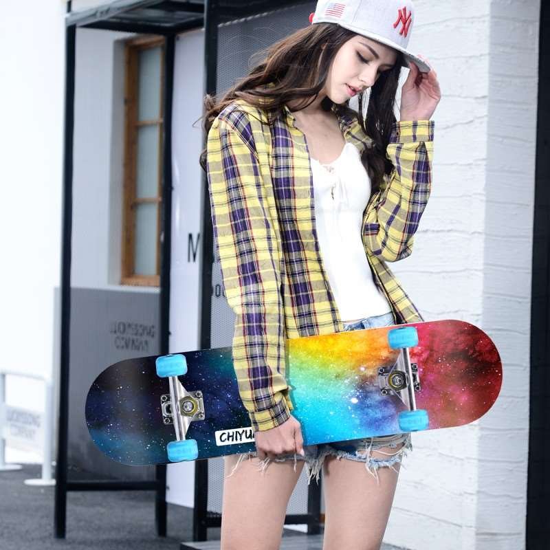 four-wheel skateboard beginner children aged 6-s-12 years and older, boys and girls, 8-10 years old, girls and boys, double-doved, professional skateboards