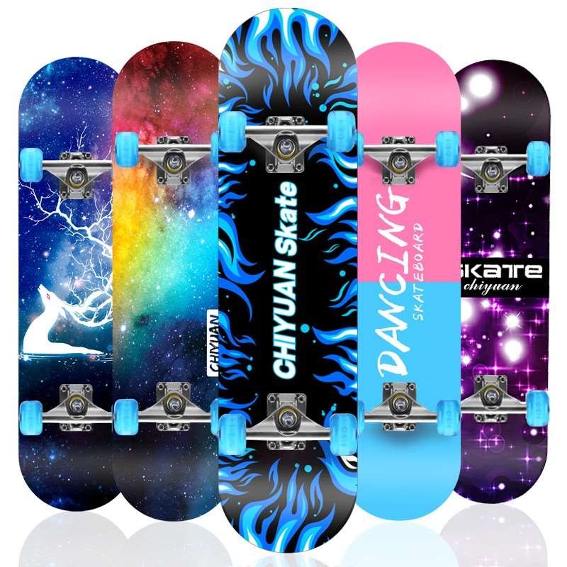 four-wheel skateboard beginner children aged 6-s-12 years and older, boys and girls, 8-10 years old, girls and boys, double-doved, professional skateboards