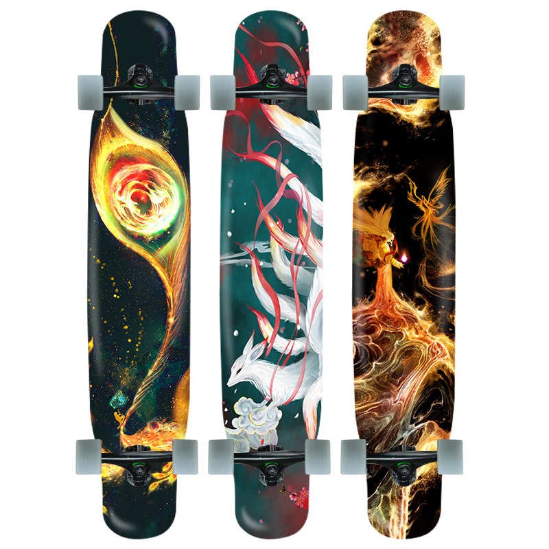 Massa's long-boarded, long-boarded, long-boarded, swaggered, four-wheeled, adult beginner