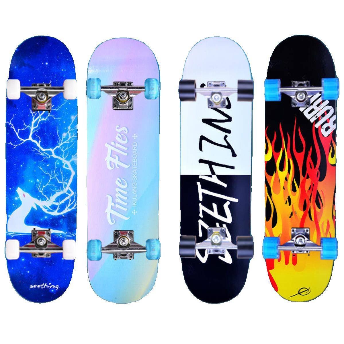 Professional skateboard double-barreled children and adults brushing streets for teenage beginners, boys and girls, four-wheel skateboard flashers