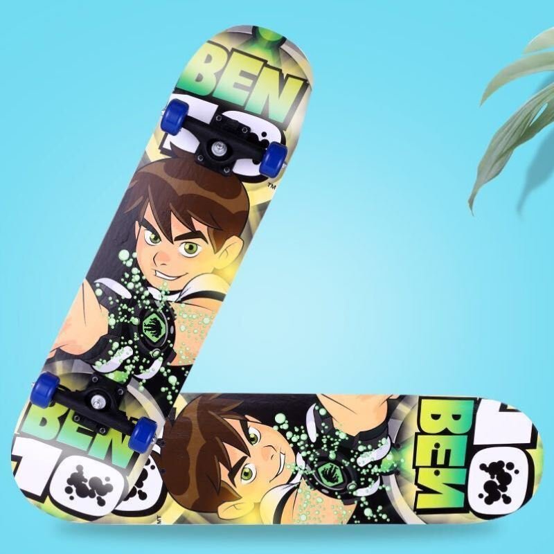 A young skater, a grown-up, drifting board-axis with a small amount of cash and lightweight board