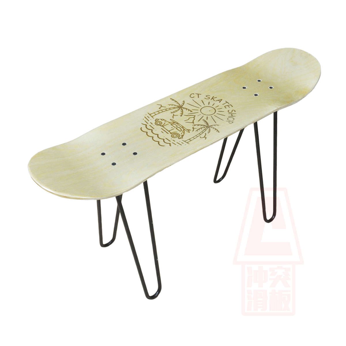 Skid stools, stools, skates chairs, iron stools, maple slabs