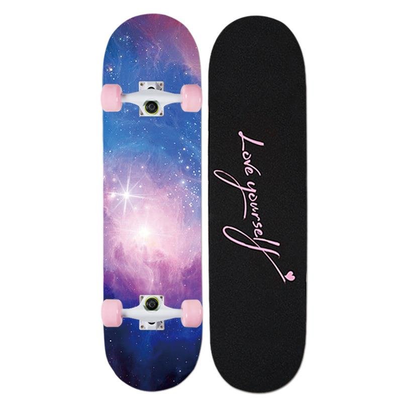 a four-wheeler for an adult girl with a professional skater