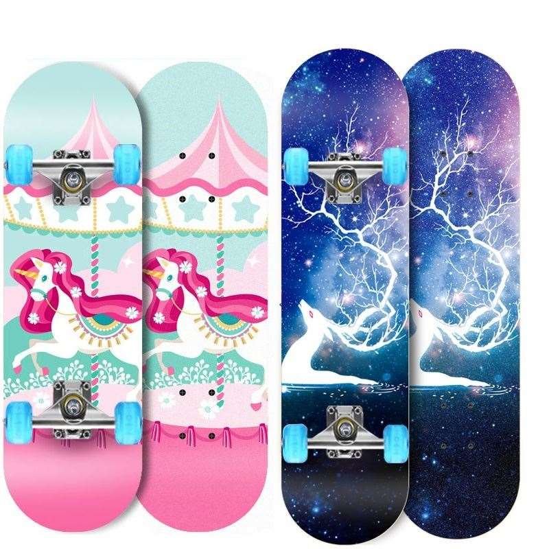 Four-wheel skateboard beginners, boys and girls, aged 3-6-10 years and over, adult children aged 8-10 years and older, 14 professional skateboarders