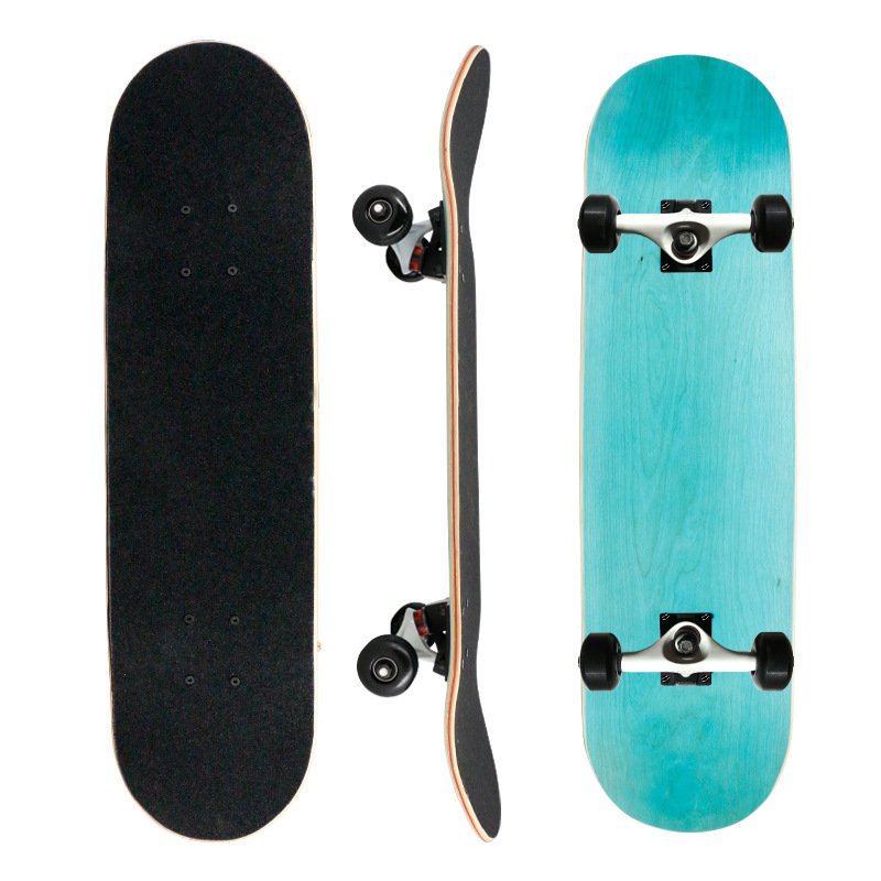 A professional double-coloured slab, four-wheeled skating scholar, an adult male and female, and an adult skating