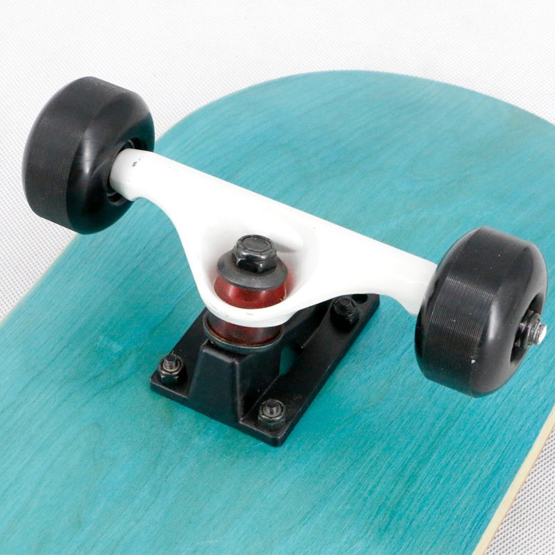 A professional double-coloured slab, four-wheeled skating scholar, an adult male and female, and an adult skating