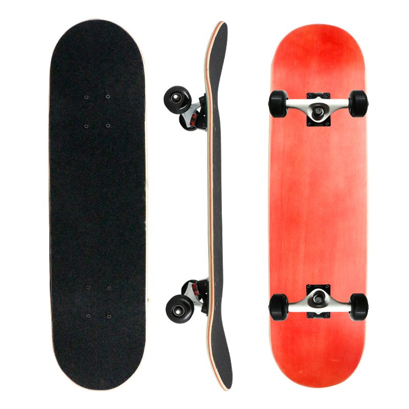 A professional double-coloured slab, four-wheeled skating scholar, an adult male and female, and an adult skating