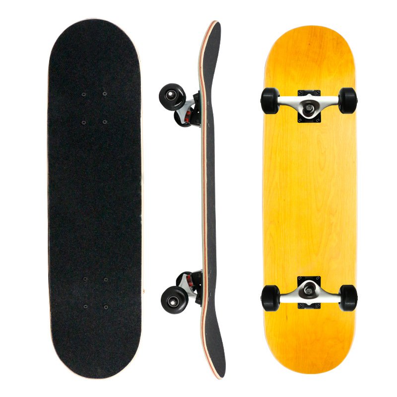 A professional double-coloured slab, four-wheeled skating scholar, an adult male and female, and an adult skating
