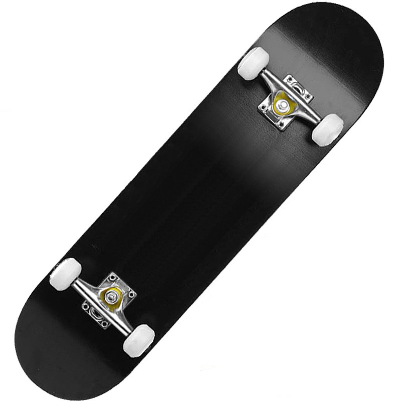 An adult skater specializing in black and white, four-wheeled high-speed skateboarding, two-barrel boarding