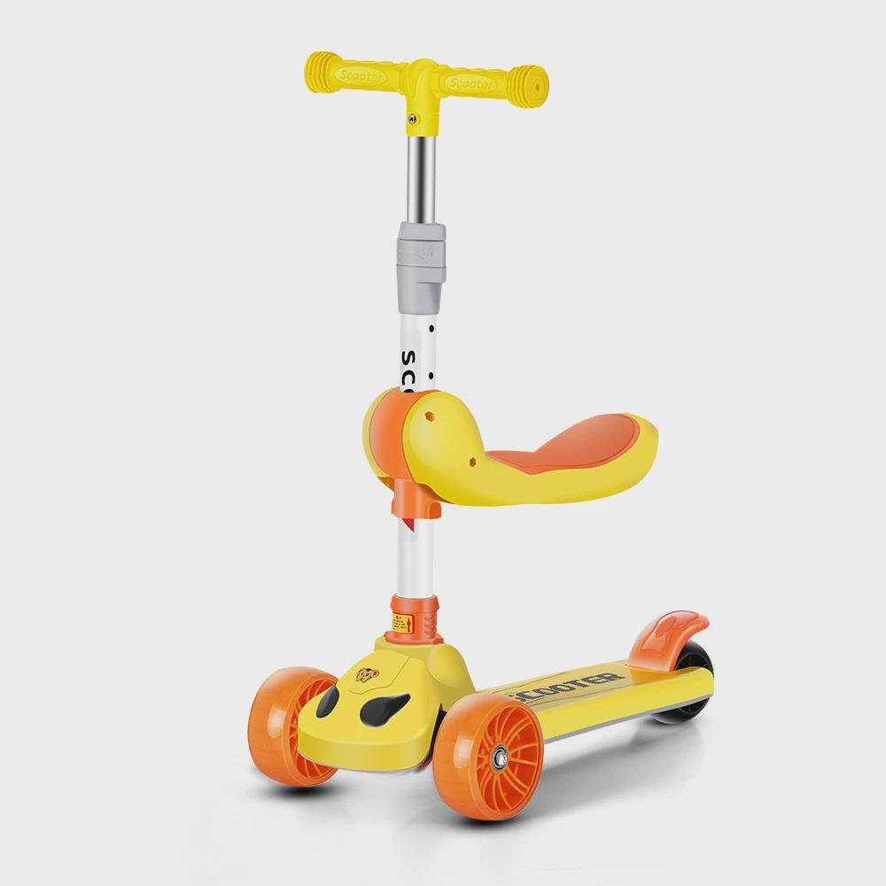 Folding of children's skating carts with three and a one-way skating light, one-way skating