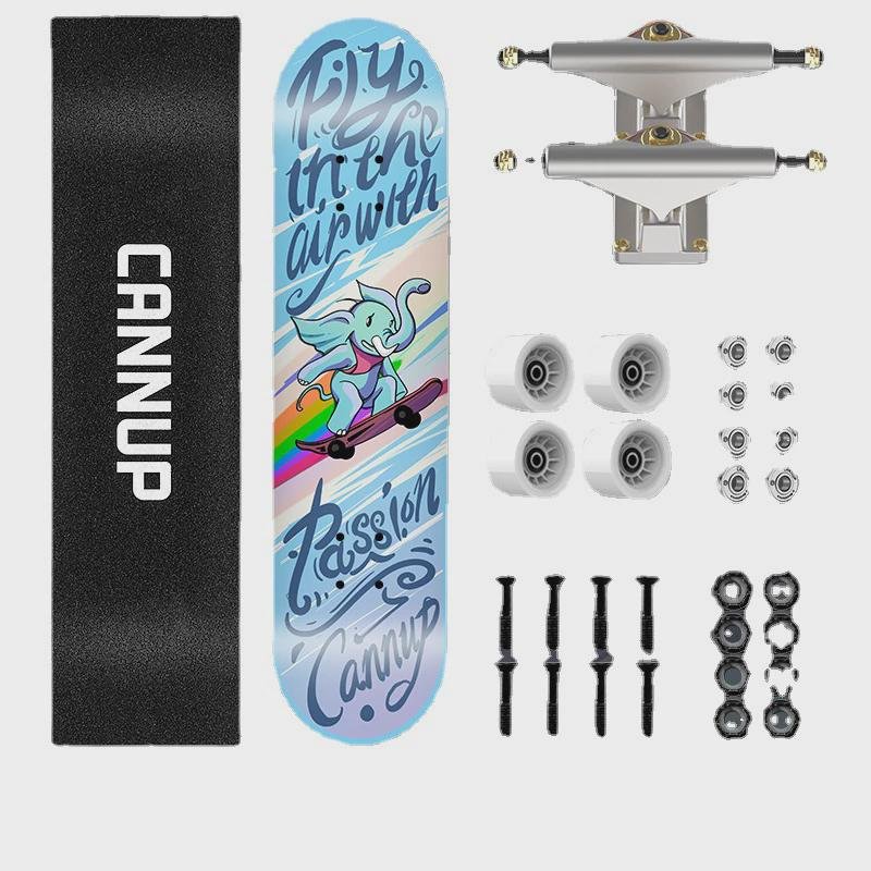 Professional skateboards beginners, male and female, generate a four-wheeler for young adults and children on the street