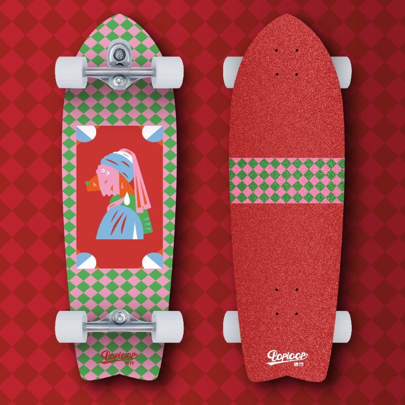 poploop is made of a new, first-school, land-based surfboard, snowboarding