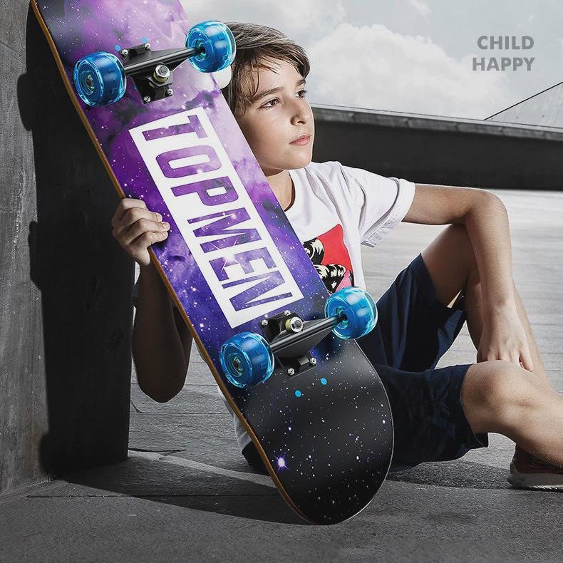 Four-wheel skateboard beginners, boys and girls, aged 3-6-10, boys aged 8-10 and over, 14 professional skateboarders