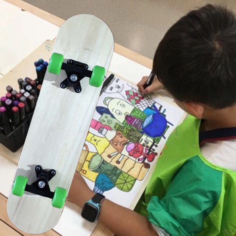 D.I.C. Children drawing skateboards, D.I.Y. painting wooden skateboards, 60 cm, original board, four-wheel double skateboards
