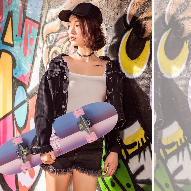Four wheeled skateboards for boys and girls in the double-board nightlight school for skate-scratching juniors