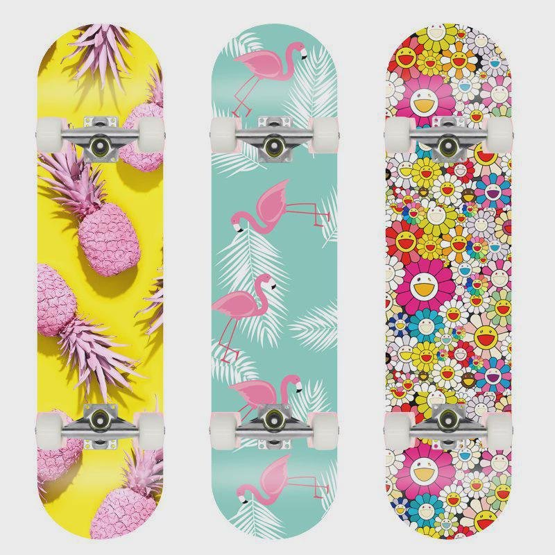 Thirty-one inches of professional mammoth skateboard adult beginner four-wheel double-barrel PU white wheel 80cm skateboard