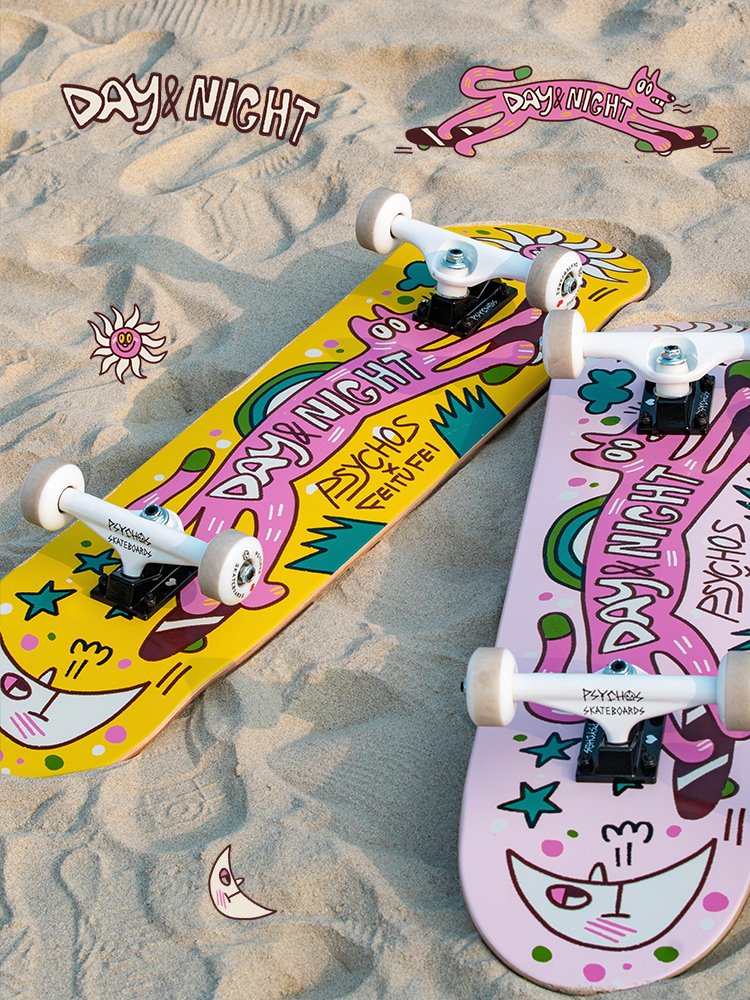boiling point, psychos skateboard girls' first-class double-barrel adult four-wheel slab swab