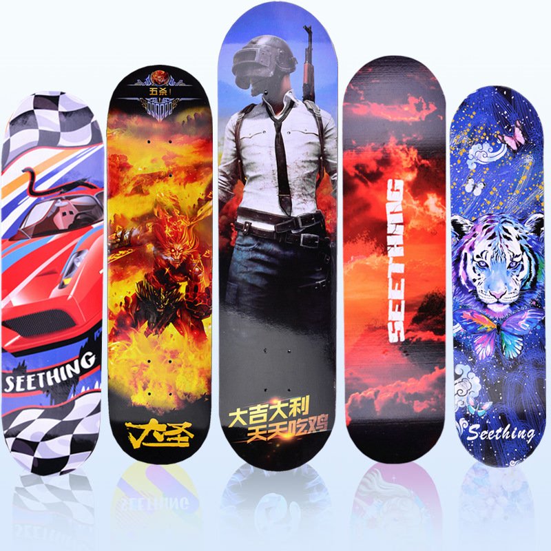 Children's four-wheel skateboard boys and girls, Maple-Brick-Brick-Tron Junior Juniors Skating Truck Adult Movement