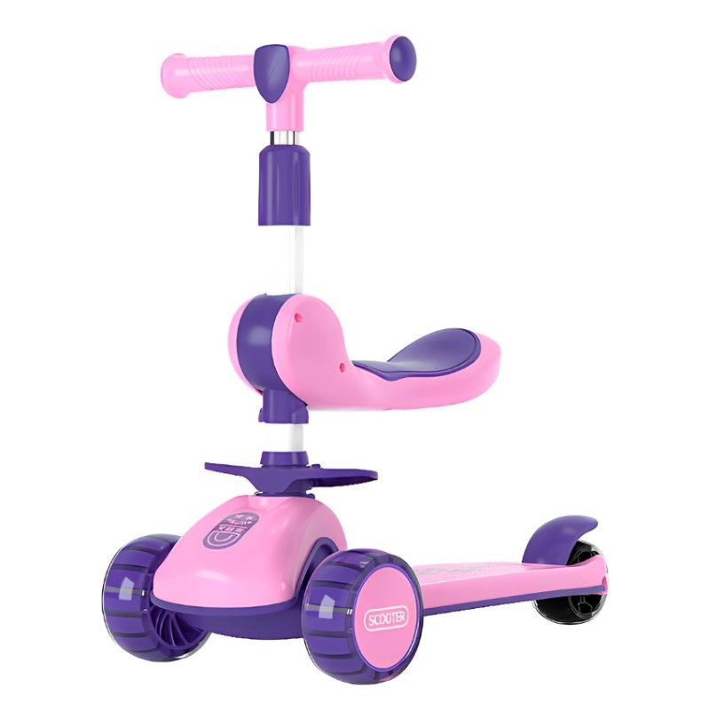 A girl and a girl between 1 and 3 and 6 years old can ride a baby scooter