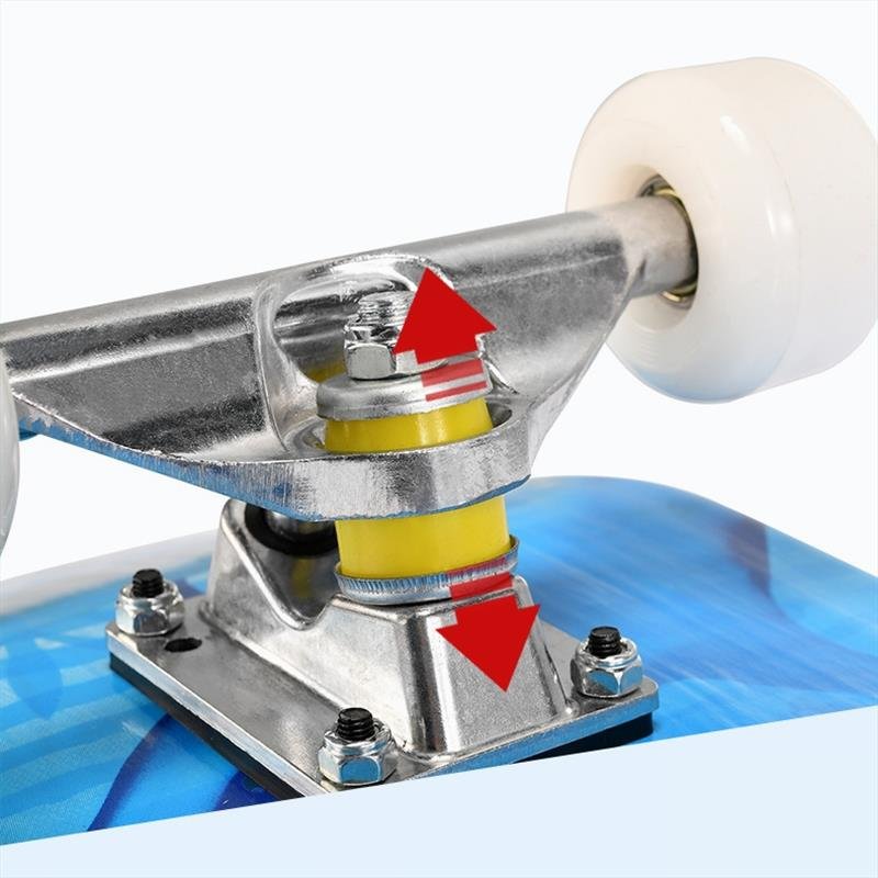 A beginner's double-drive skateboard, a professional swipe-in-the-street, man-and-child skater