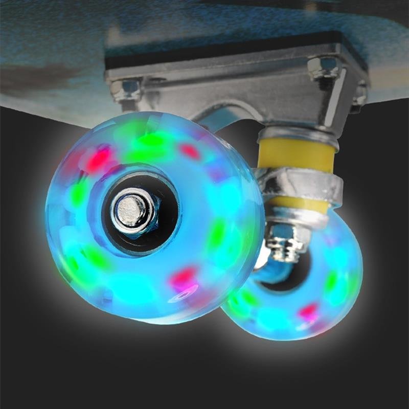 A beginner's double-drive skateboard, a professional swipe-in-the-street, man-and-child skater