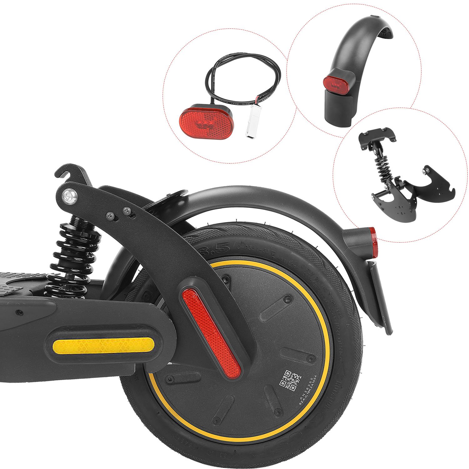 V2 Rear Suspension with Mudguard and Back Lamp for Ninebot G30 Max Electric Scooter Updated Version Rear Shock Absorber Set