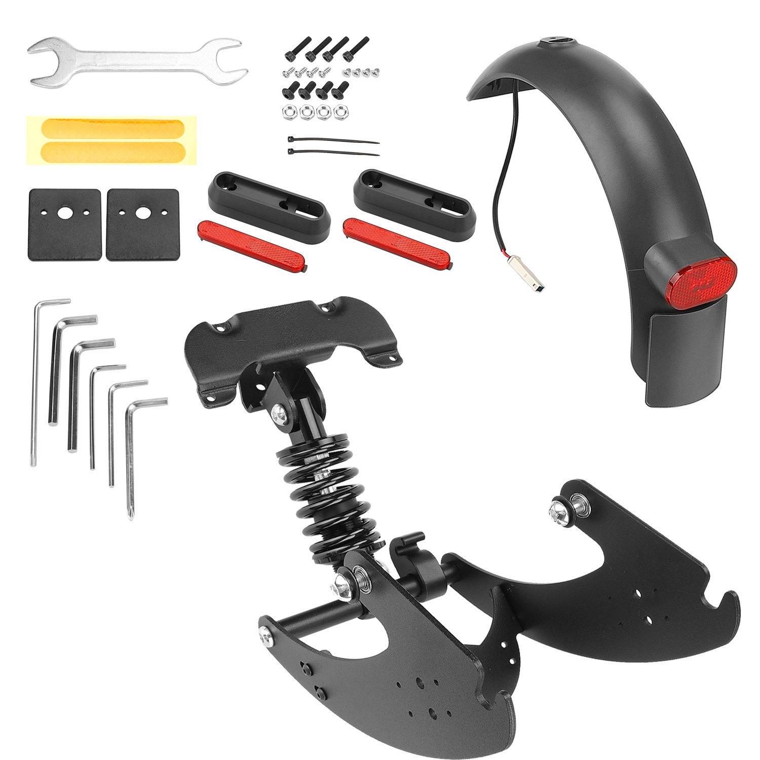 V2 Rear Suspension with Mudguard and Back Lamp for Ninebot G30 Max Electric Scooter Updated Version Rear Shock Absorber Set