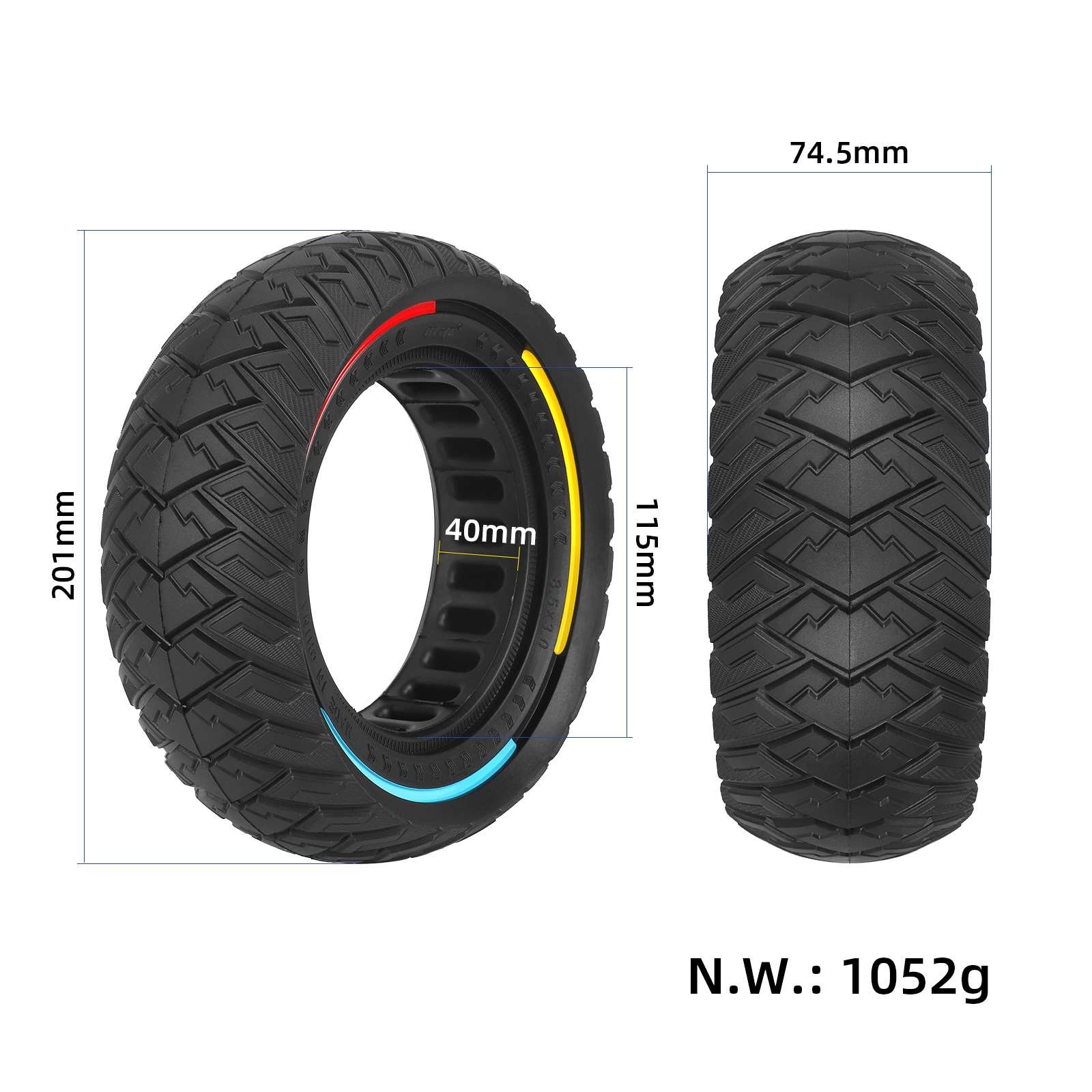 8 1/2*3 Off-Road Solid Tire 8.5 Wing Pattern Robber Solid Tyre For Vsett 8 9+ Zero 8 9 Pro Kugoo Kirin G2 Pro Scooter Tires