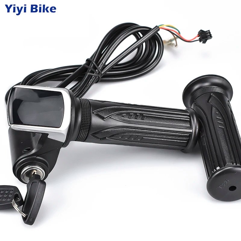 WUXING 24V 36V 48V Twist Throttle Electric Bike Gas Handlebar For Scooter e-bike Grip LCD Display Throttle Key Lock Universal