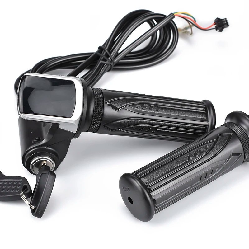 WUXING 24V 36V 48V Twist Throttle Electric Bike Gas Handlebar For Scooter e-bike Grip LCD Display Throttle Key Lock Universal