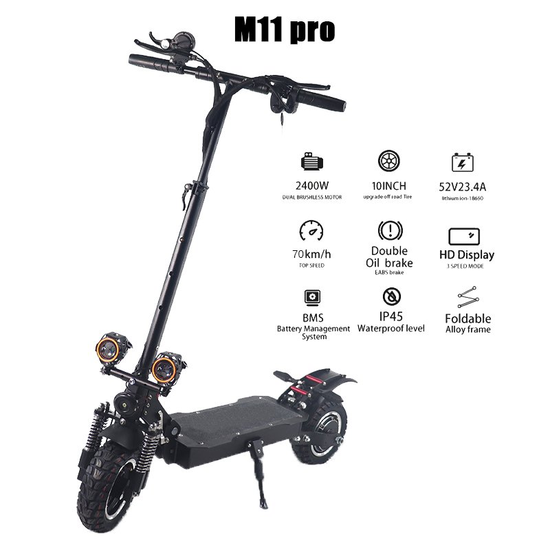 M1 pro Dual Motor 60v22.5ah Foldable 10inch Off Road Tire Adult Electric Scooter 2000w/2400w