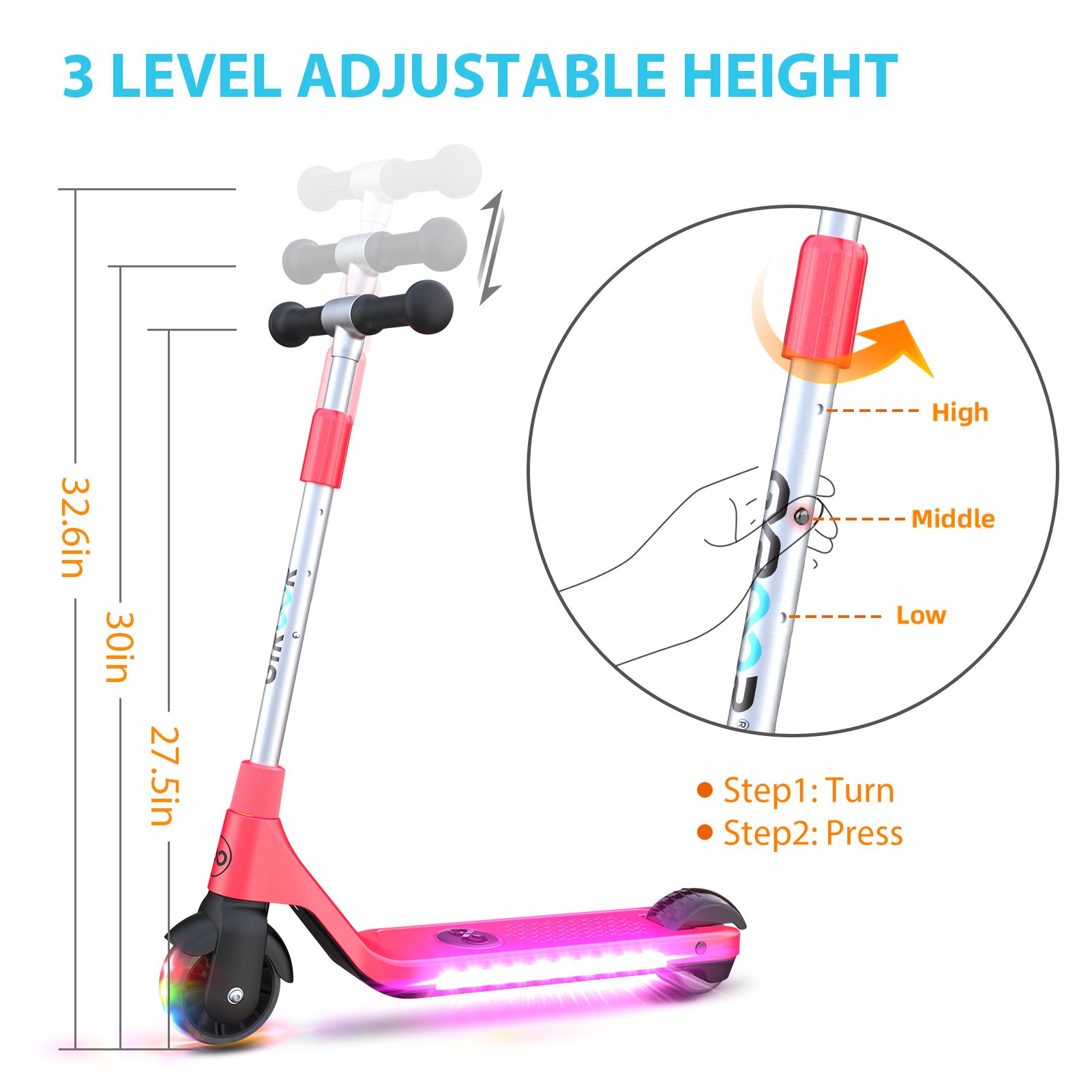Gyroor Durable Aluminum two wheels kids electric scooter with led light wholesale Factory Price