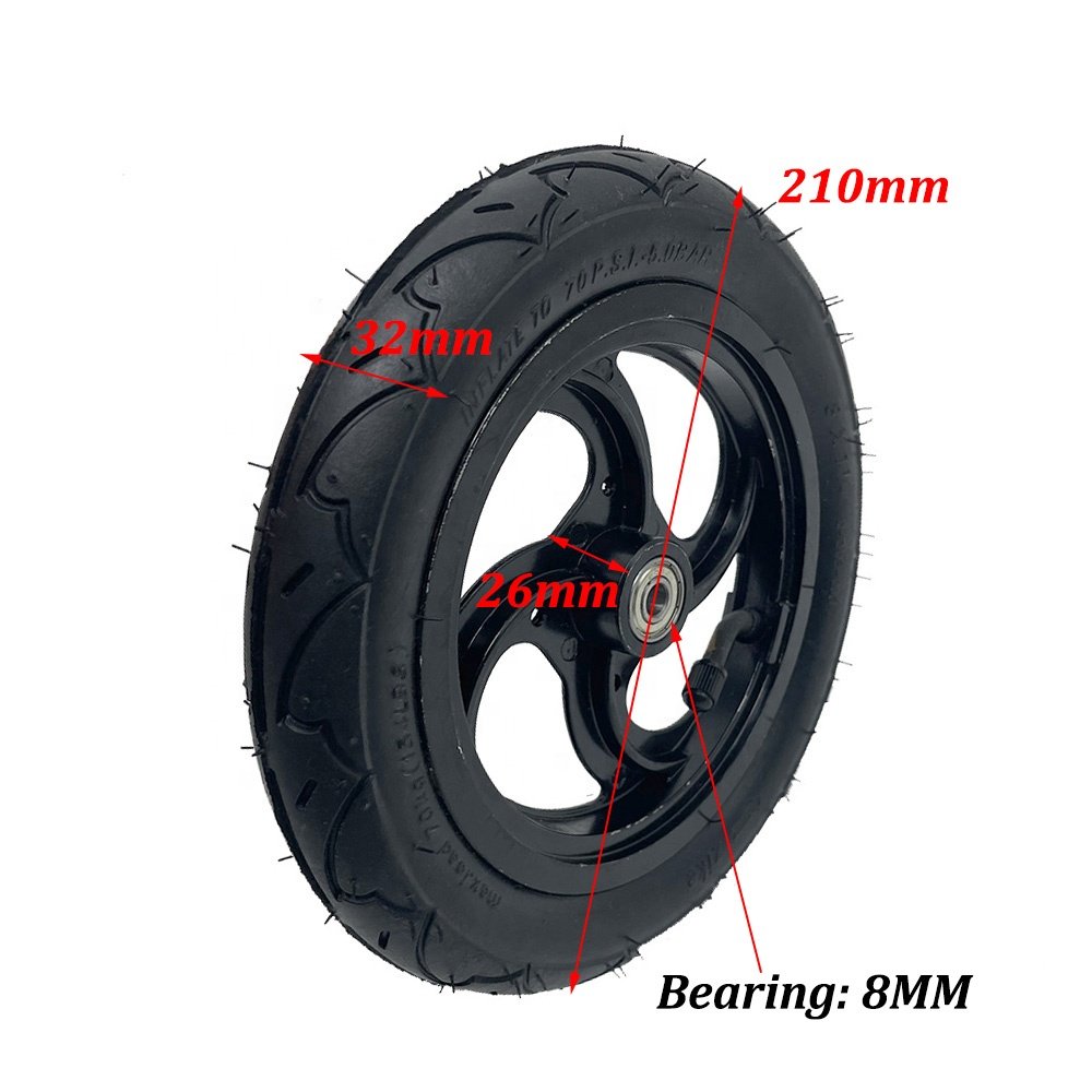 8x1 1/4 Wheel Pneumatic Tire with Aluminum Alloy Rim for 8 Inch Electric Scooter