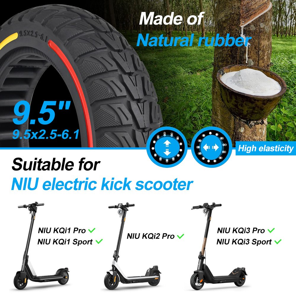 9.5 Inch Solid Tire Off Road Honeycomb Rubber Replacement for Niu Electric Scooters Wheel Tyres