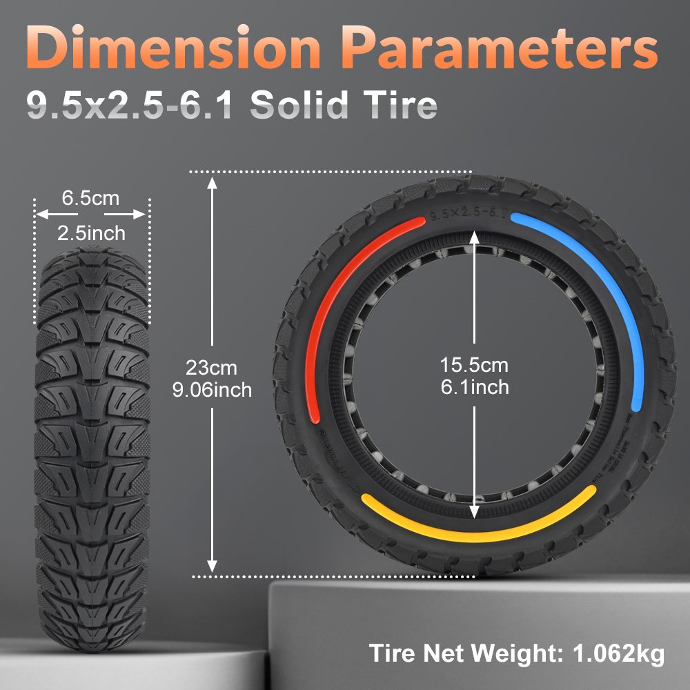 9.5 Inch Solid Tire Off Road Honeycomb Rubber Replacement for Niu Electric Scooters Wheel Tyres