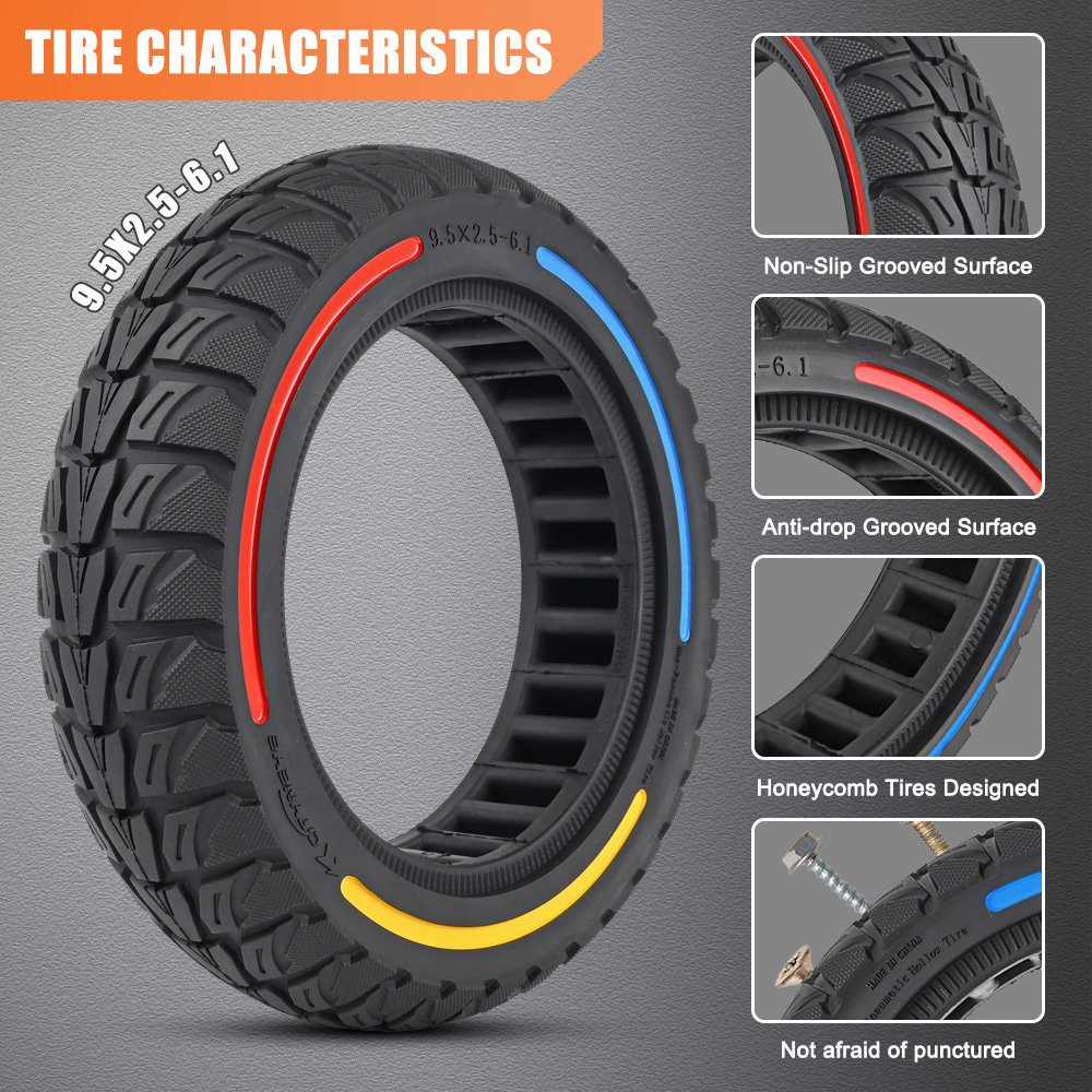 9.5 Inch Solid Tire Off Road Honeycomb Rubber Replacement for Niu Electric Scooters Wheel Tyres
