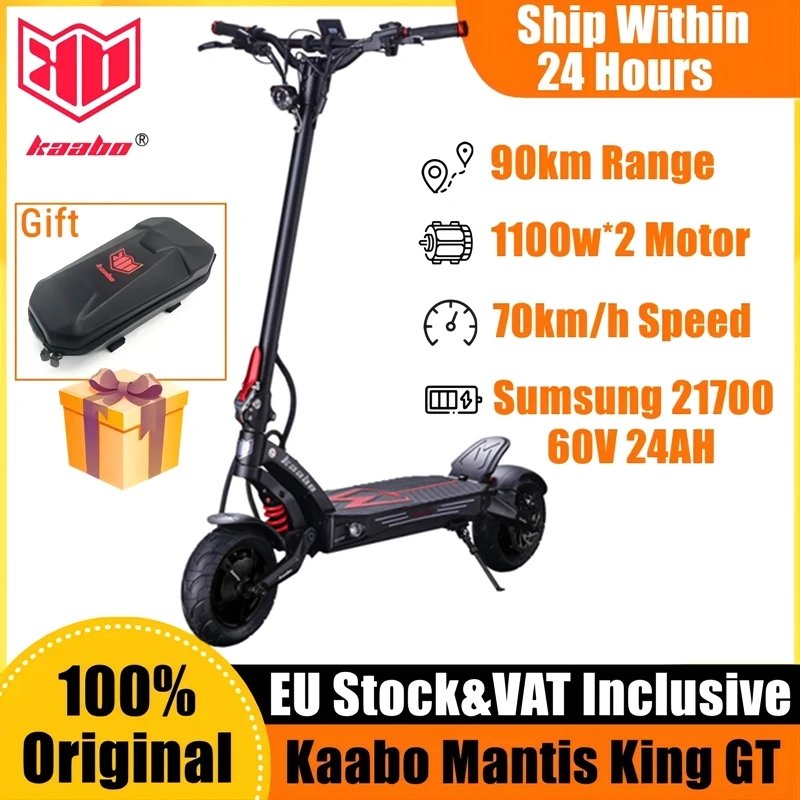 Original KAABO Mantis King GT Electric Scooter 60V 24Ah TFT Display 2*1100W Motor 70km/h IPX5 WaterProof Kickscooter
