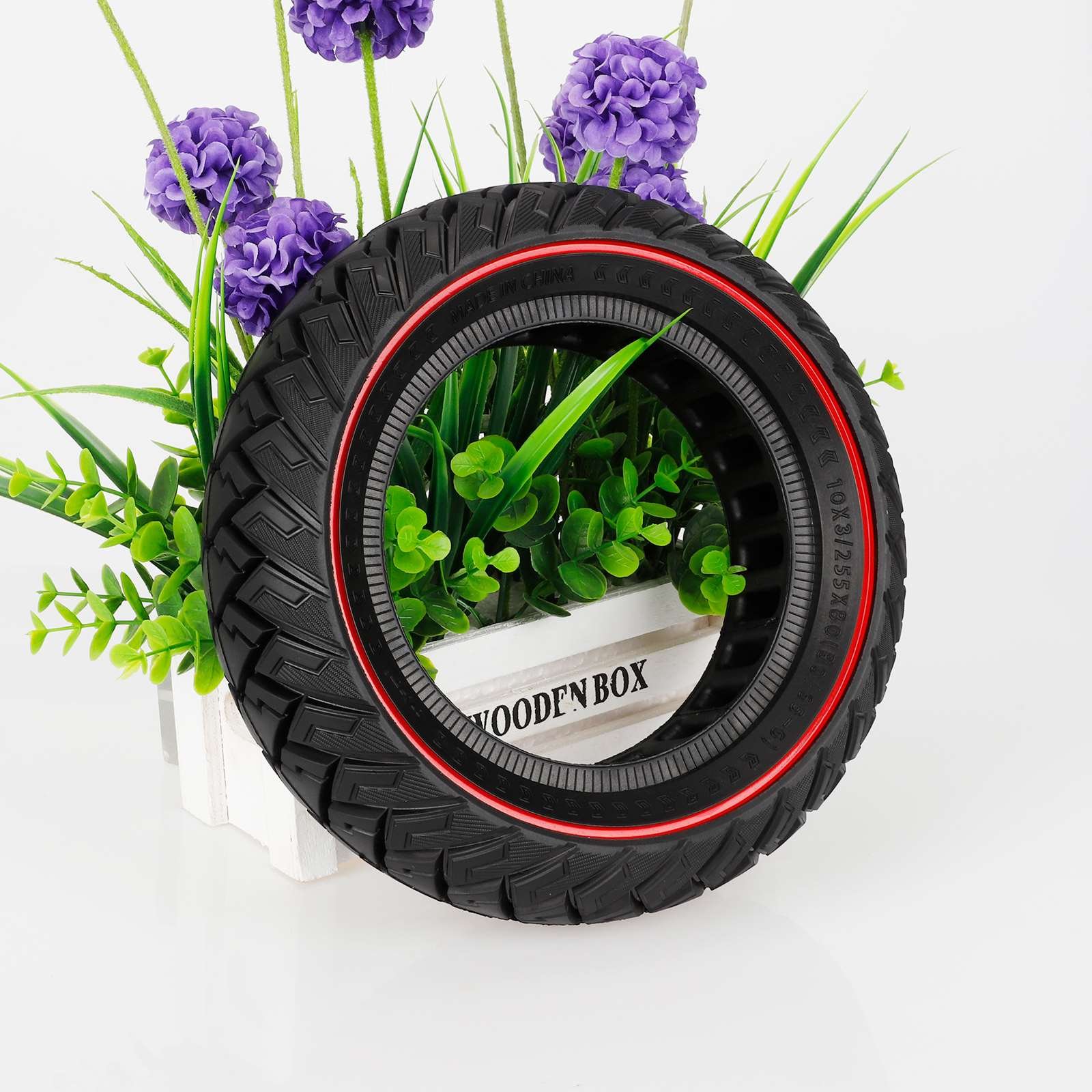 EU Warehouse Ulip 10*3/255*80(80/65-6) off-road Solid Tire with Red Circle for Electric Scooter 10 inch Solid Tire Replacement
