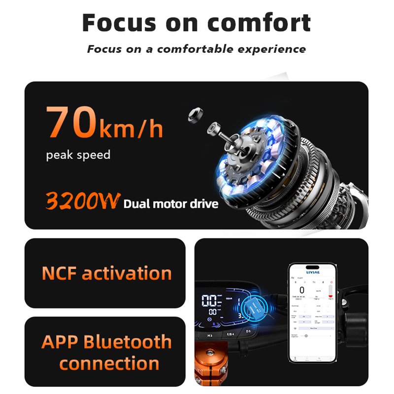 Powerful adult electric scooter dual drive 3200w can off-road climbing outdoor riding new design scooter with seat